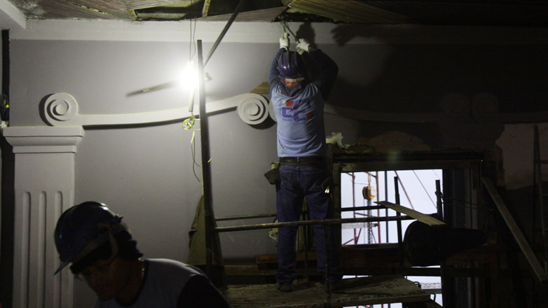 As obras avançam. Ele ficou fechado durante 17 anos e será reaberto em pouco mais de 30 dias. 